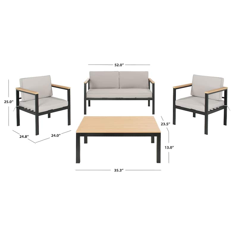 SAFAVIEH Outdoor Isabeau Cushion 4-Piece Living Set - 52W x 14D x 26H