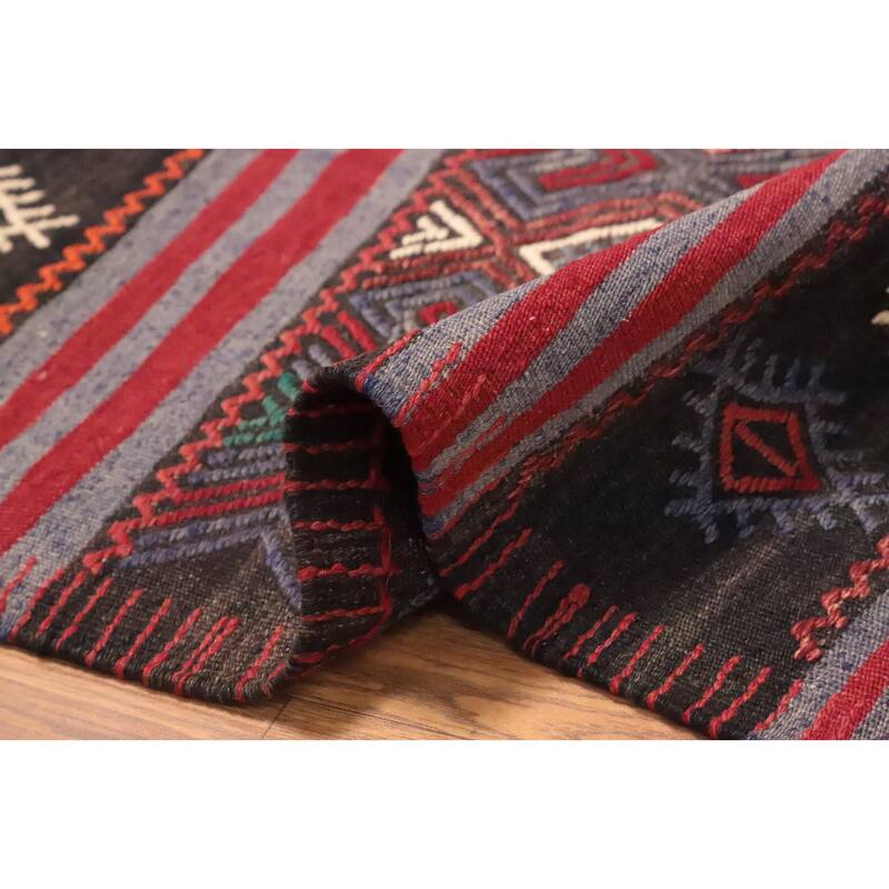 Hand Woven Oriental 100% Wool Carpet Southwestern Tribal Multi-Colored Kilim Area Rug - 9' 8'' X 5' 4''