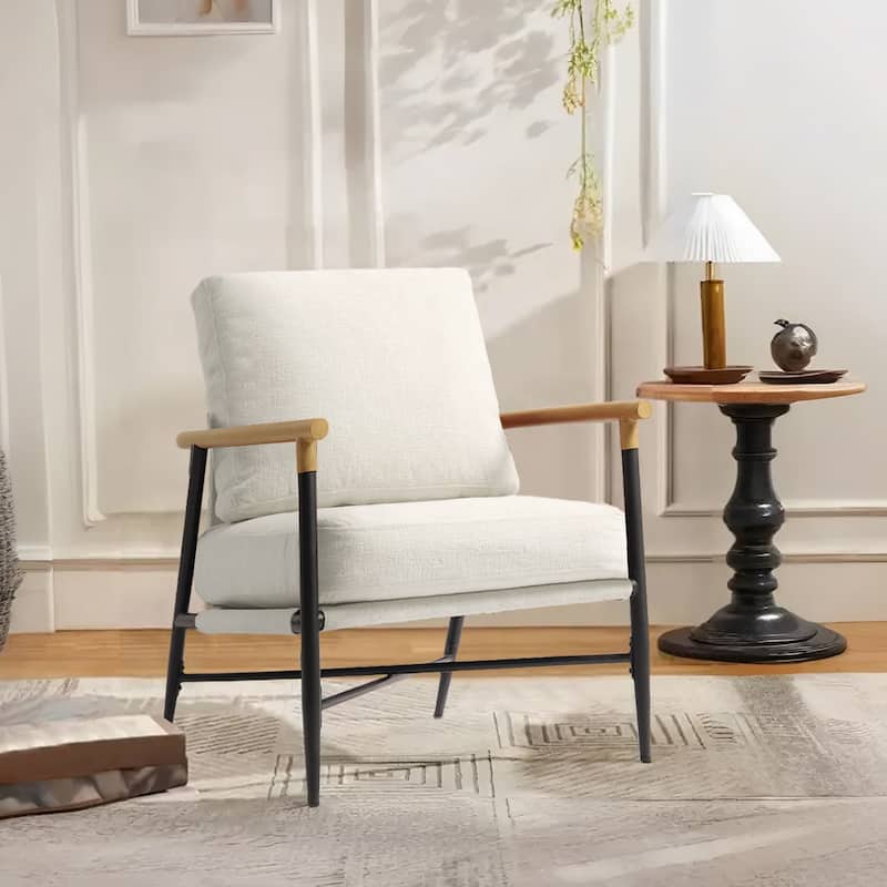 Industrial Upholstered Accent Chair Club Chair with Metal Frame
