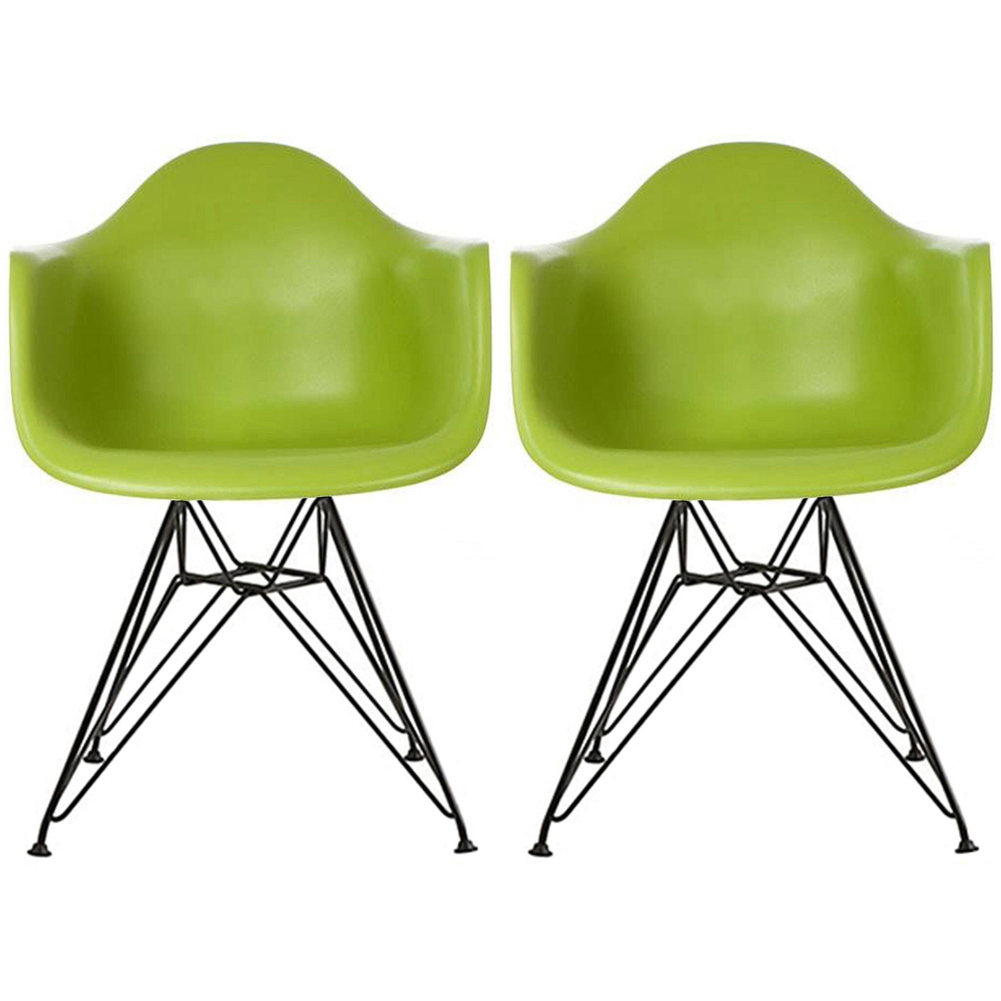 Shop 2xhome Set Of 2 Color Modern Arm Chairs For Dining Room Kitchen Solid Molded Plastic Seat Dark Black Wire Eiffel Legs Dsw On Sale Overstock 21827913