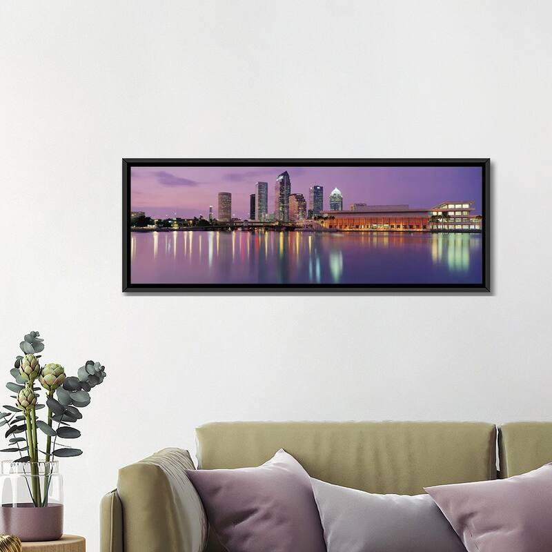 iCanvas "Tampa Panoramic Skyline Cityscape (Dusk)" by Unknown Artist Framed Canvas Print