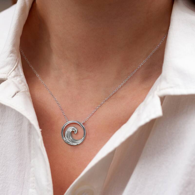 1/20ct Diamond Four Elements of Nature-Water Pendant Necklace in Silver for Women