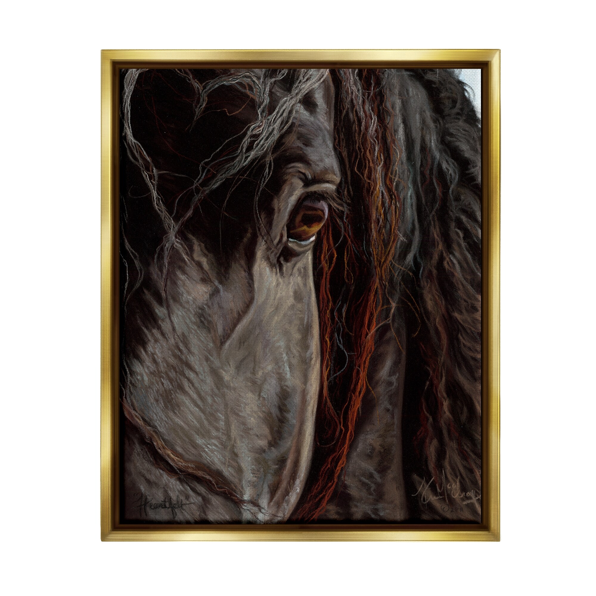 Stupell Close Up Horse Portrait Framed Floater Canvas Wall Art Design by Spirit Horse