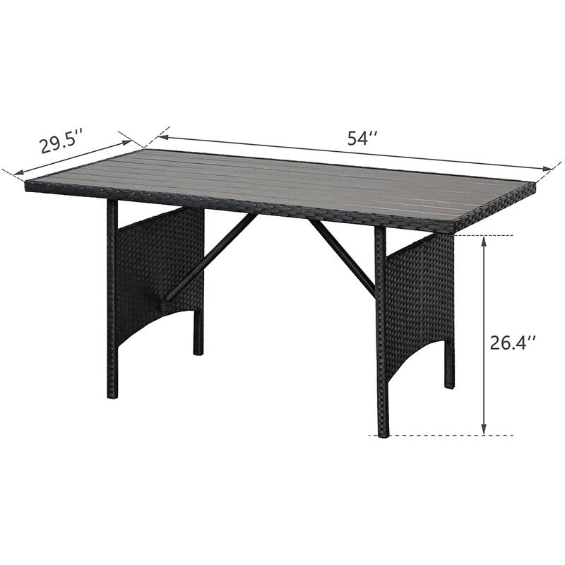 AECOJOY Outdoor Rectangle Wicker Dining Table