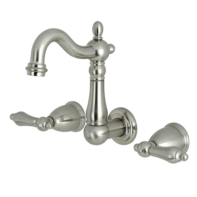 Heritage Two-Handle 3-Hole Wall Mount Bathroom Faucet - Brushed Nickel
