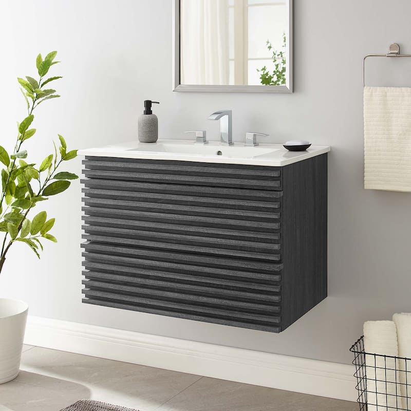 Render 30" Wall-Mount Bathroom Vanity - Charcoal White