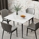 preview thumbnail 17 of 22, Modern Slate Kitchen Dining Table with Sintered Stone Top Metal Legs (Table Only) - 31.5x31.5x30 inch Glossy White