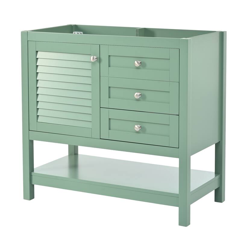 36'' Bathroom Vanity without Sink, Bathroom Storage Cabinet with Solid Wood Feet, 2 Drawers and Soft-Close Doors