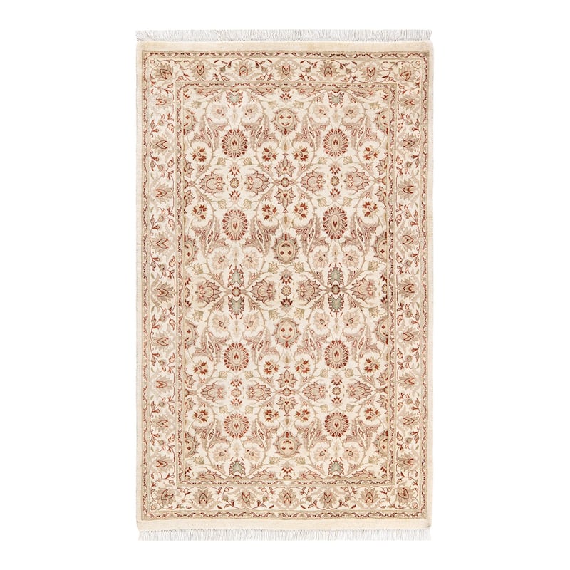 Overton Handknotted Wool Traditional Oriental Ivory Area Rug - 3' x 5' - Ivory - 3' x 5'