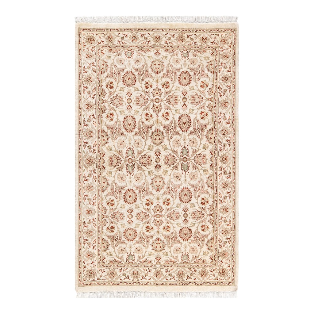 Overton Handknotted Wool Traditional Oriental Ivory Area Rug - 3' x 5'