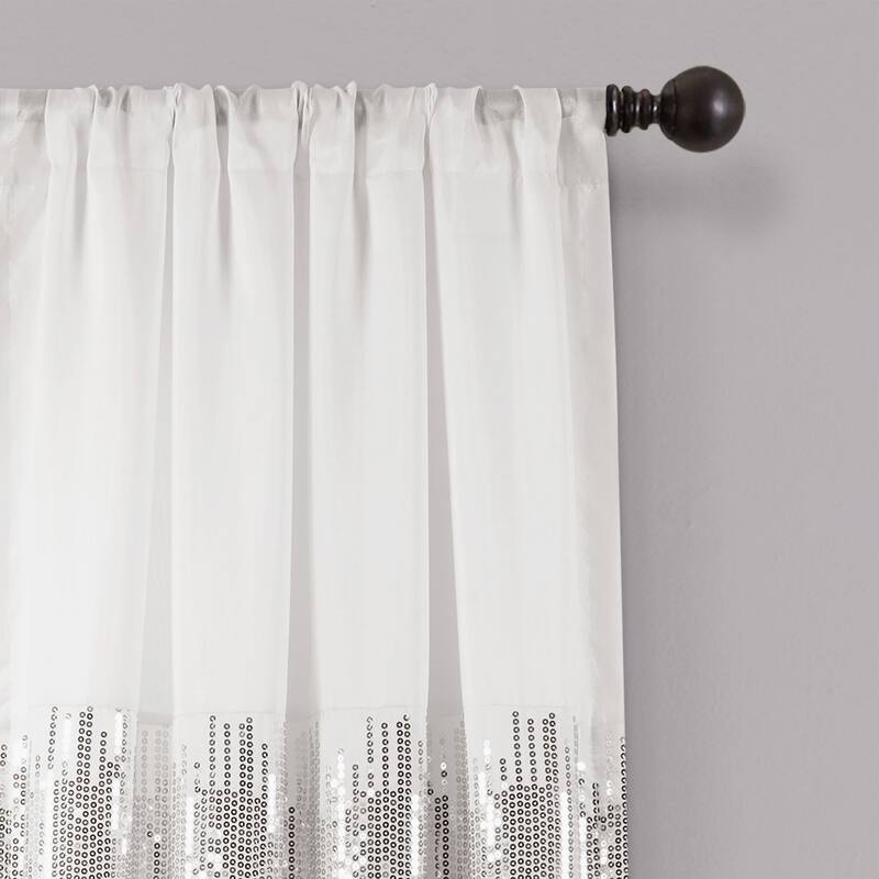 Silver Orchid Page Two-tone Faux Silk Glamorous Sequins Sparkle Single Curtain Panel