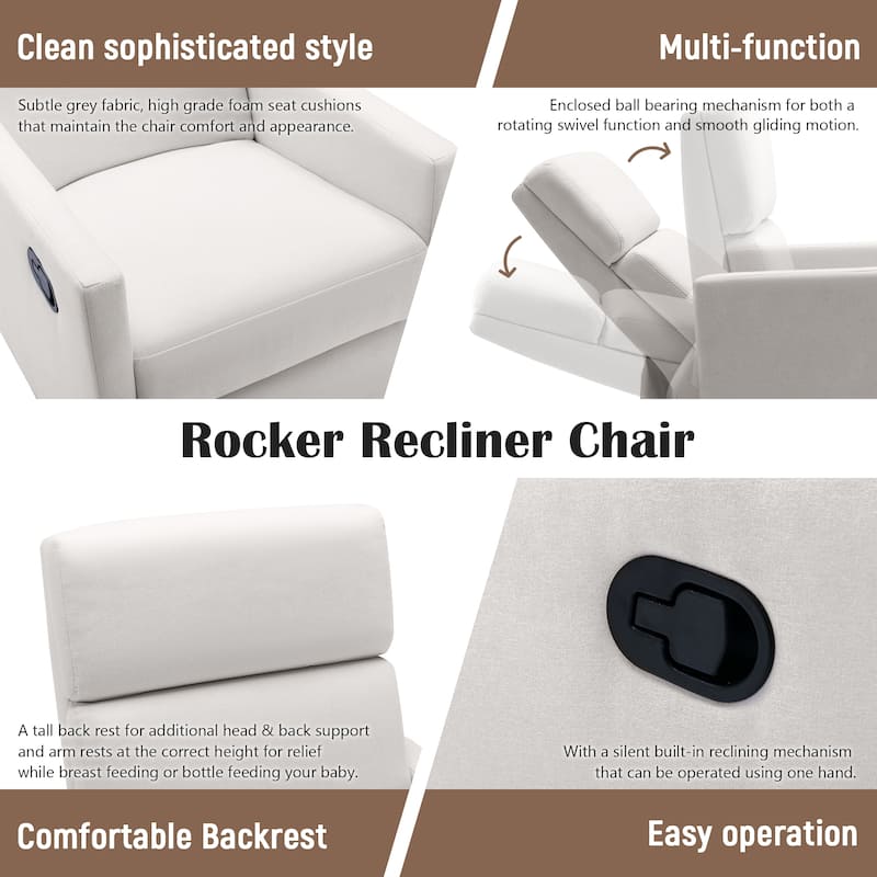 Modern Upholstered Rocker Nursery Chair - 25.50 x 33.00 x 37.50