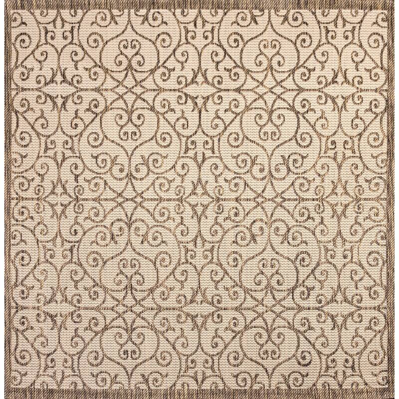 JONATHAN Y Ourika Textured Weave Indoor/Outdoor Area Rug - 9' Square - Beige/Brown