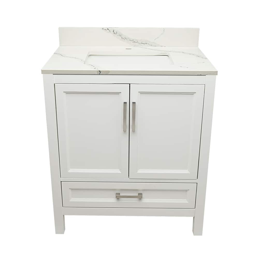 Nevado 37" Bathroom Vanity in Espresso with Quartz Stone Vanity Top Sink w/ Backsplash in Galaxy White Single Hole
