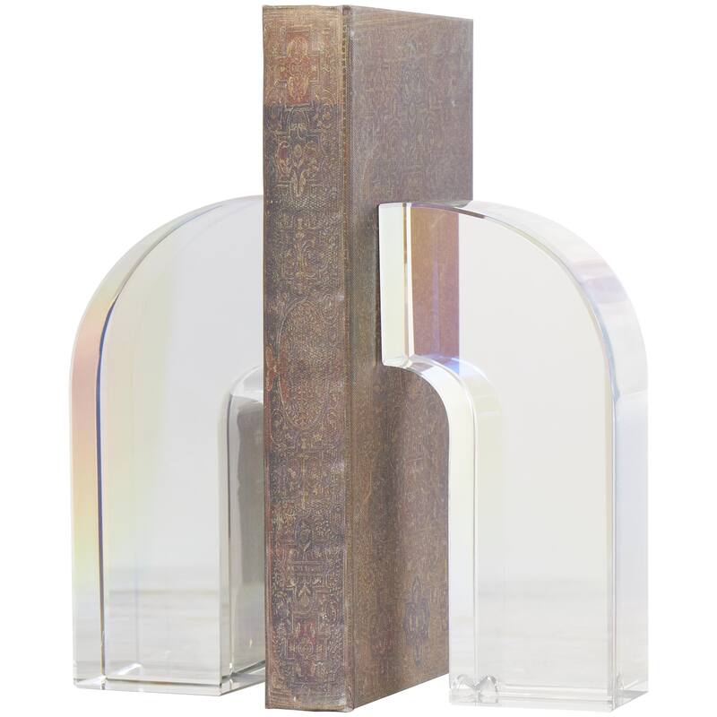 Crystal Geometric Arched Bookends - Set of 2 Clear - Roche River Decor - Clear - 3"W, 6"H