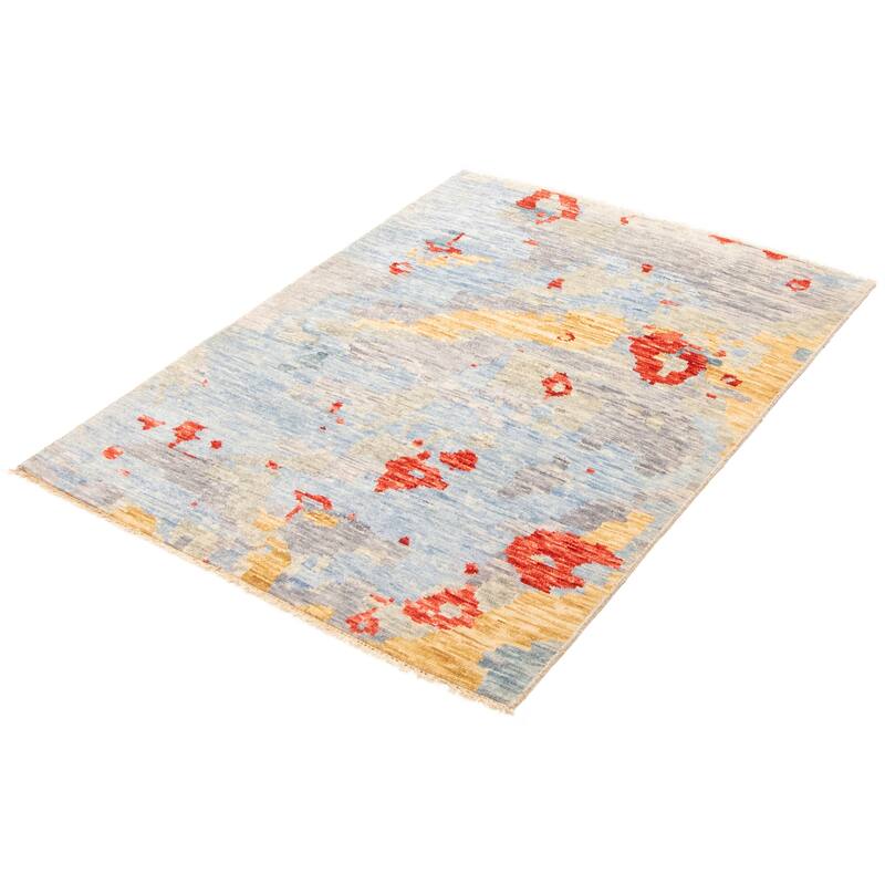 ECARPETGALLERY Hand-knotted Mystique Light Blue Wool Rug - 4'8 x 6'4