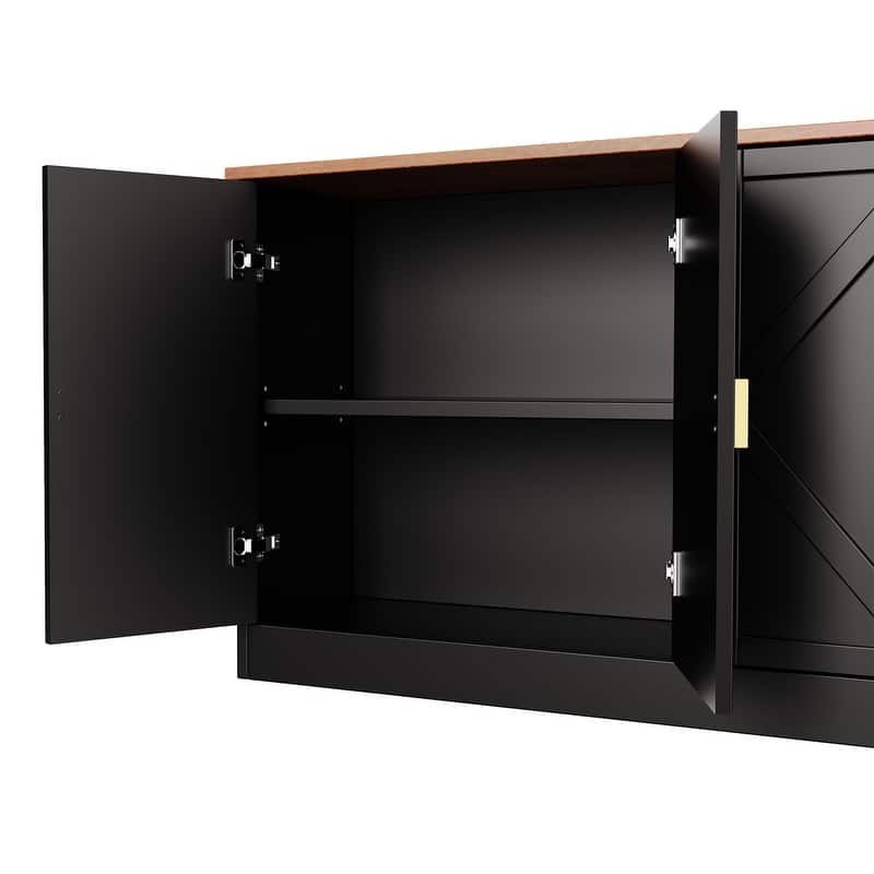 Modern Storage Cabinet Buffet with Line Design