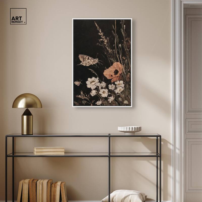 Poppy and Moth II Canvas by Art Remedy