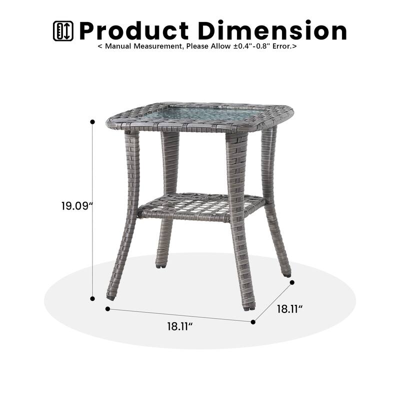 HOOOWOOO Outdoor Patio Rattan Wicker Side Table