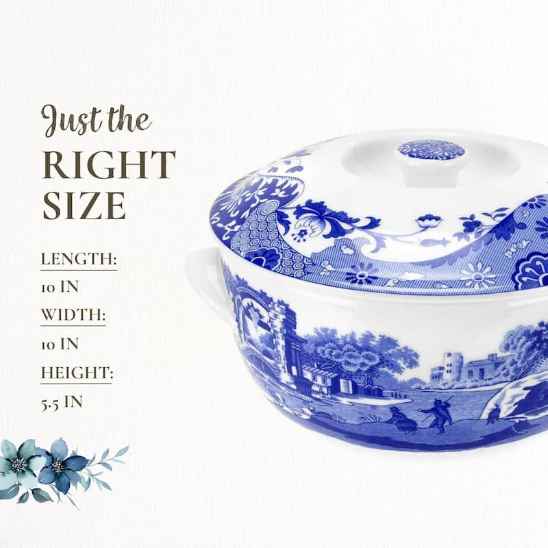 Spode Blue Italian Round Covered Deep Dish