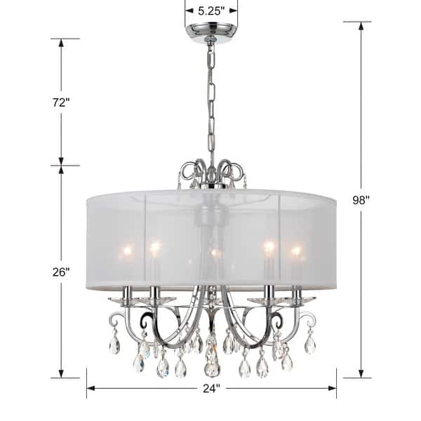 Othello 5 Light Clear Crystal Polished Chrome Chandelier - 24'' W x 21'' H