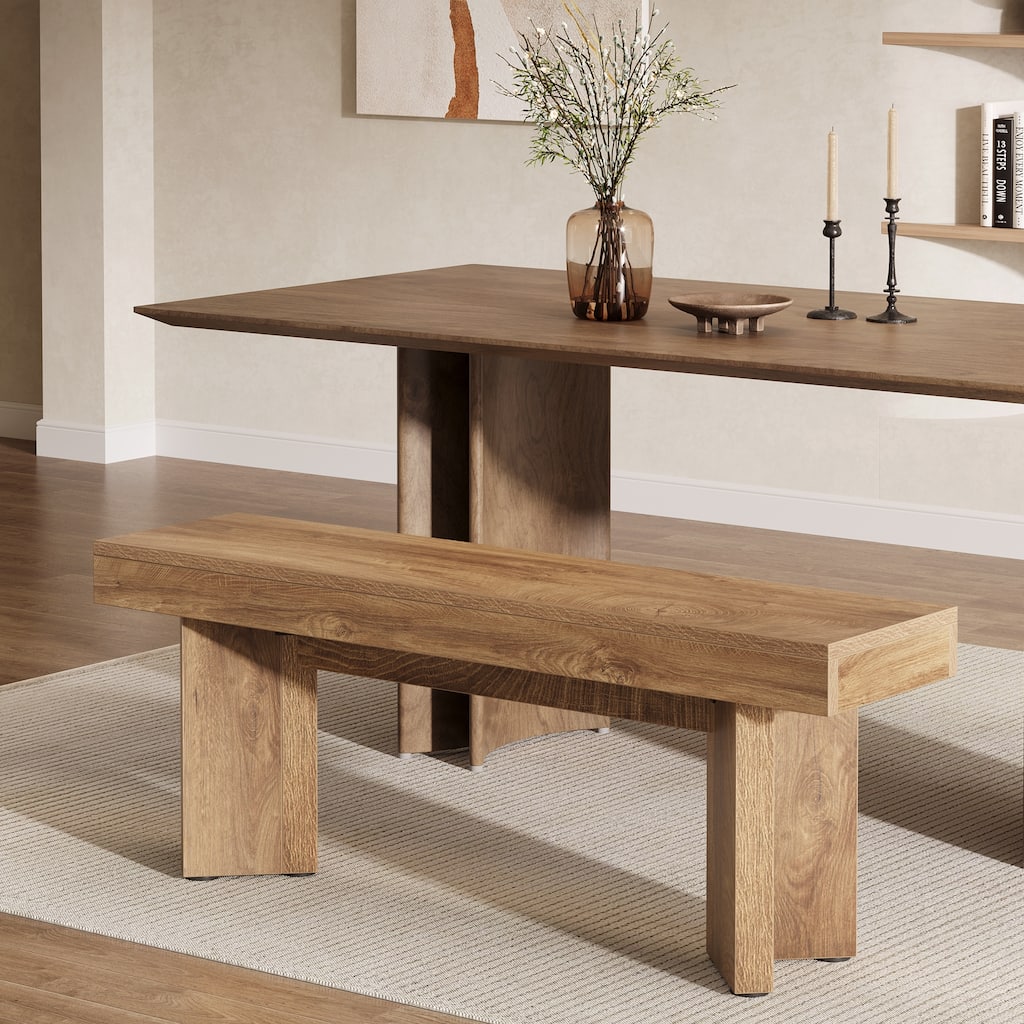 Farmhouse Wooden Dining Bench, 47" Indoor Kitchen Table Bench