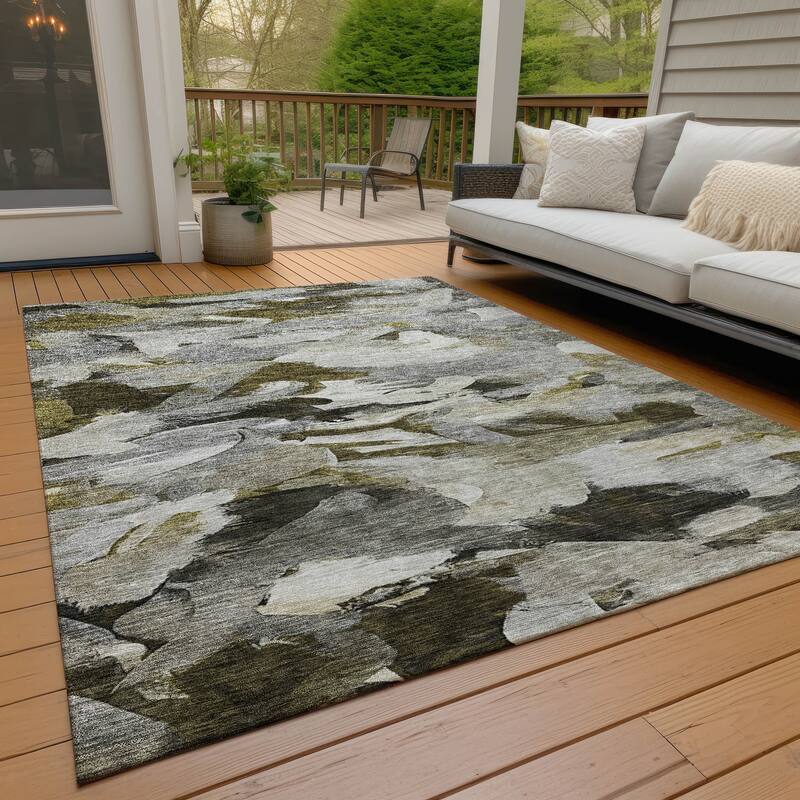 Machine Washable Indoor/ Outdoor Modern Chantille Rug