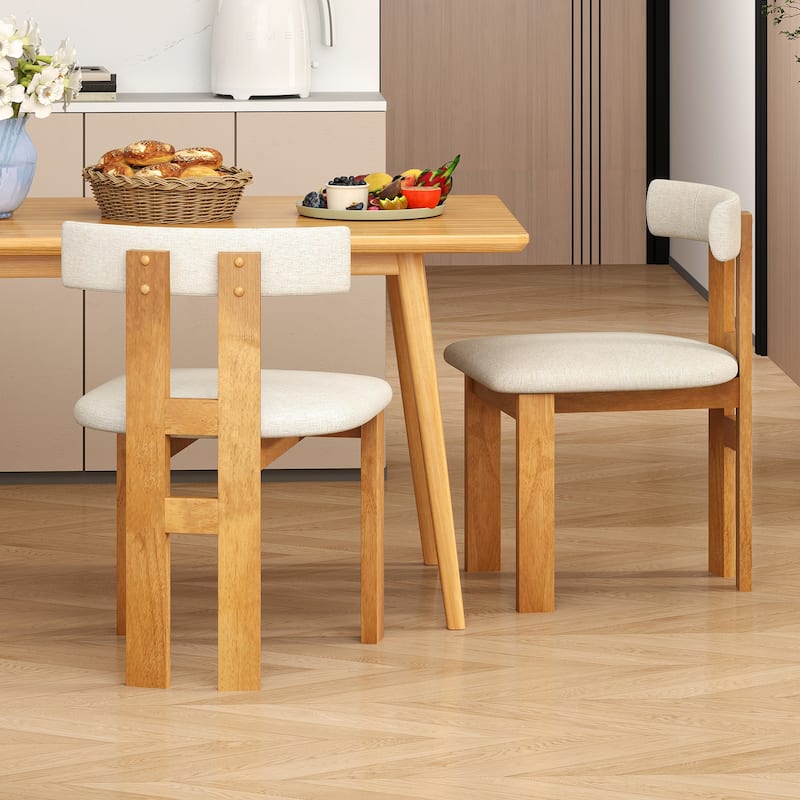 Gymax Dining Chair Set of 2 Upholstered Kitchen Chair w/ Padded Seat &