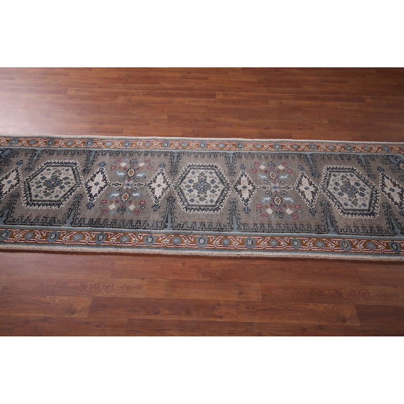 Gray Viss Oriental Runner Rug Hand-Knotted Wool Carpet - 2'7"x 8'0"