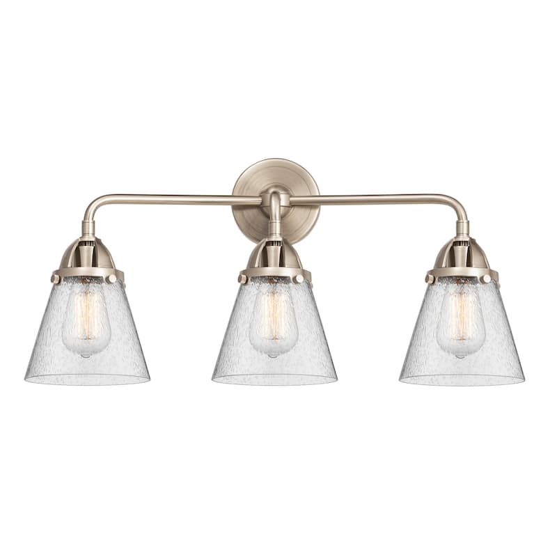 Innovations Lighting 288-3W-10-24 Cone Vanity Cone 3 Light 24" Wide - Brushed Satin Nickel / Seedy