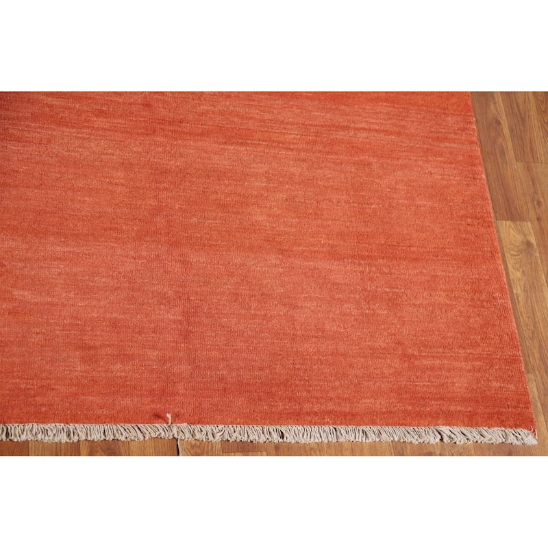 Orange Gabbeh Modern Area Rug Hand-Knotted Wool Carpet - 9'0"x 11'7"