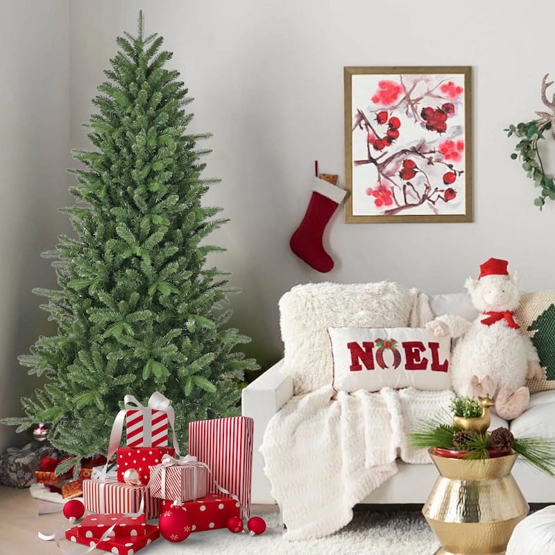 6ft Christmas Tree, 1168 Branch Tips, Full Lush Hinged Pine with Mixed Needles, Easy Assembly Holiday Tree with Metal Stand