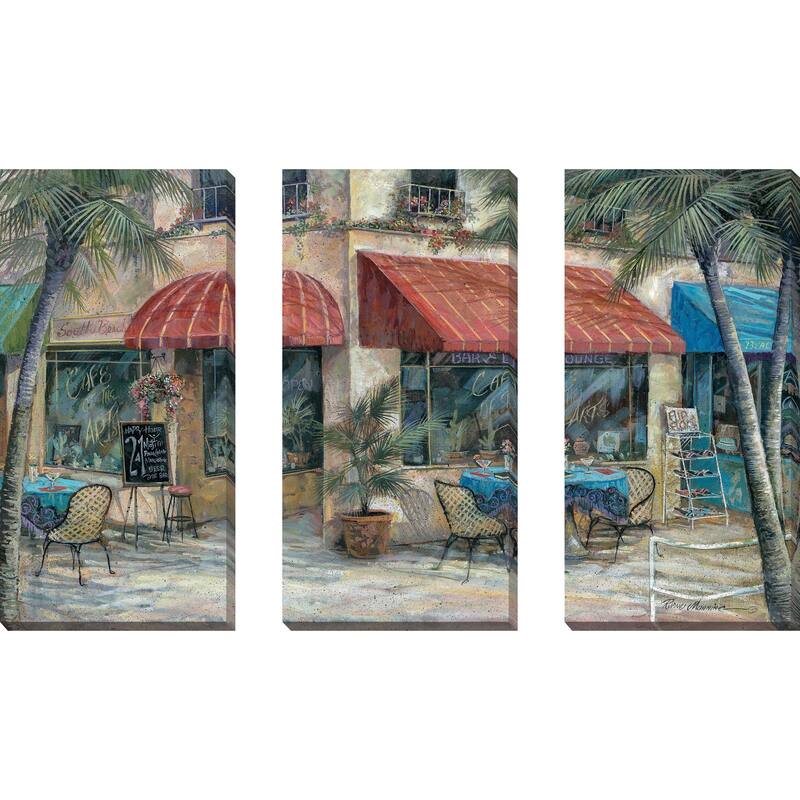 "Cafe of the Arts" by Ruane Manning 3 Piece Set on Canvas
