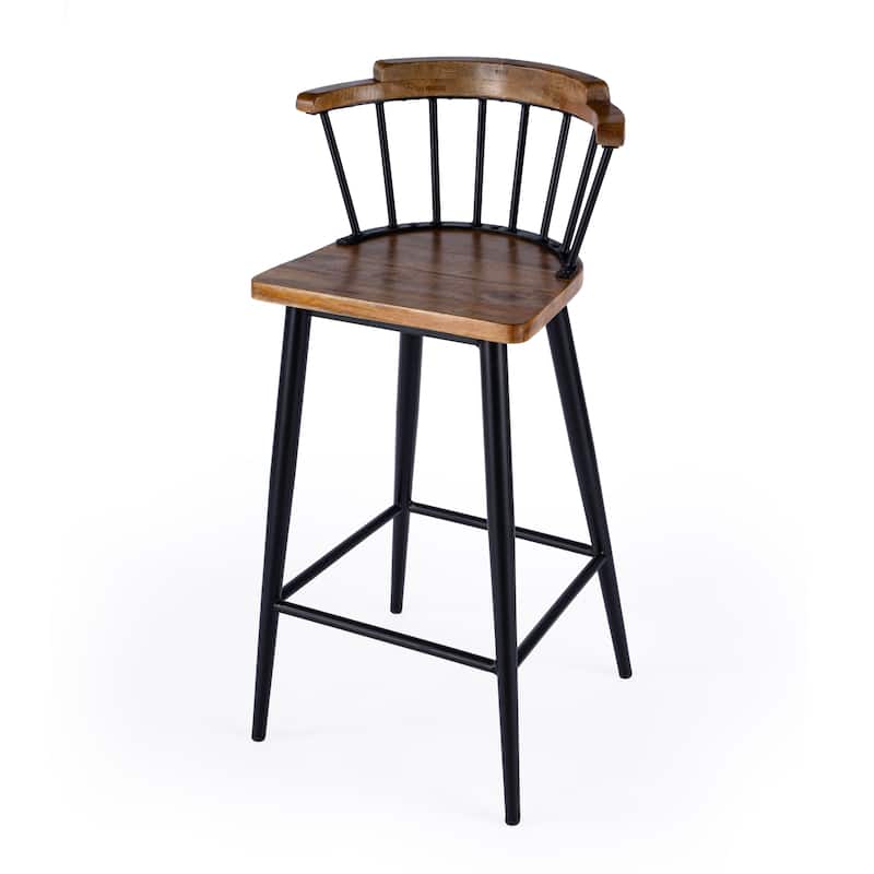 Merrick Wood and Iron Spindle Bar Stool