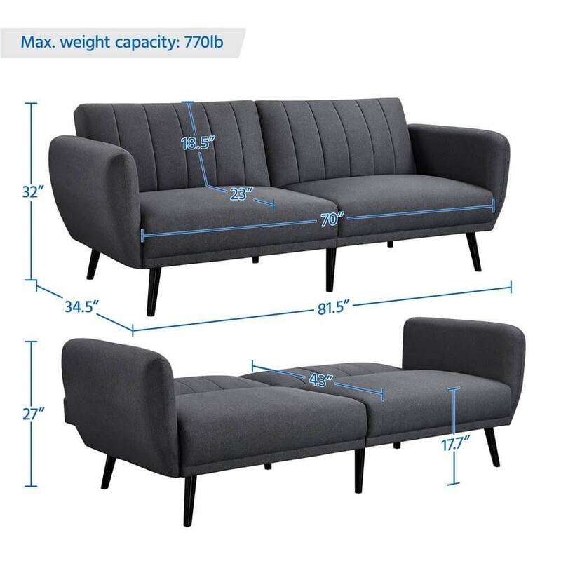 Modern ScandinavianLinen Upholstered Sofa Bed with Wooden Legs