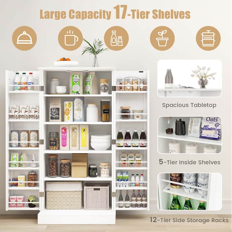 Costway 47.5" kitchen Pantry Cabinet with Doors Adjustable Shelves - See Details