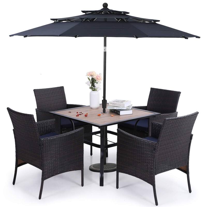 MAISON ARTS Outdoor Patio 6 Pieces Dining Set with Umbrella