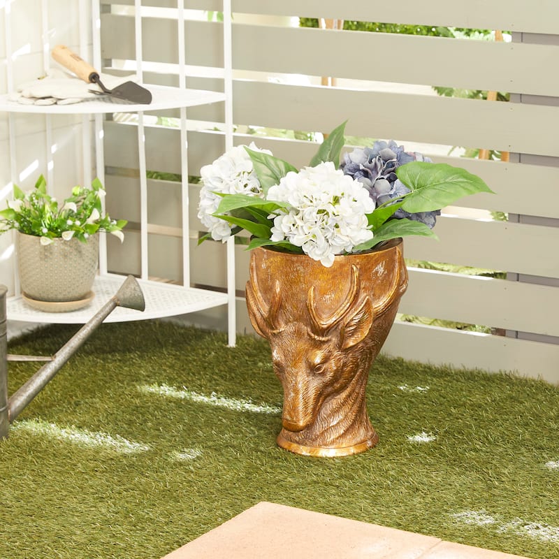 Bronze Polystone Traditional Planter - 10"L x 10"W x 14"H