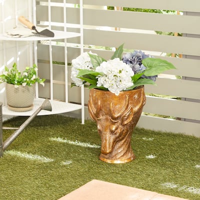 Bronze Polystone Traditional Planter - 10"L x 10"W x 14"H