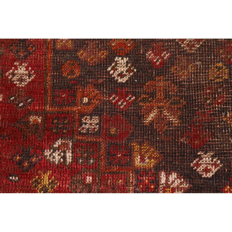 Vegetable Dye Red Shiraz Persian Antique Area Rug Handmade Wool Carpet - 3'3"x 4'11"