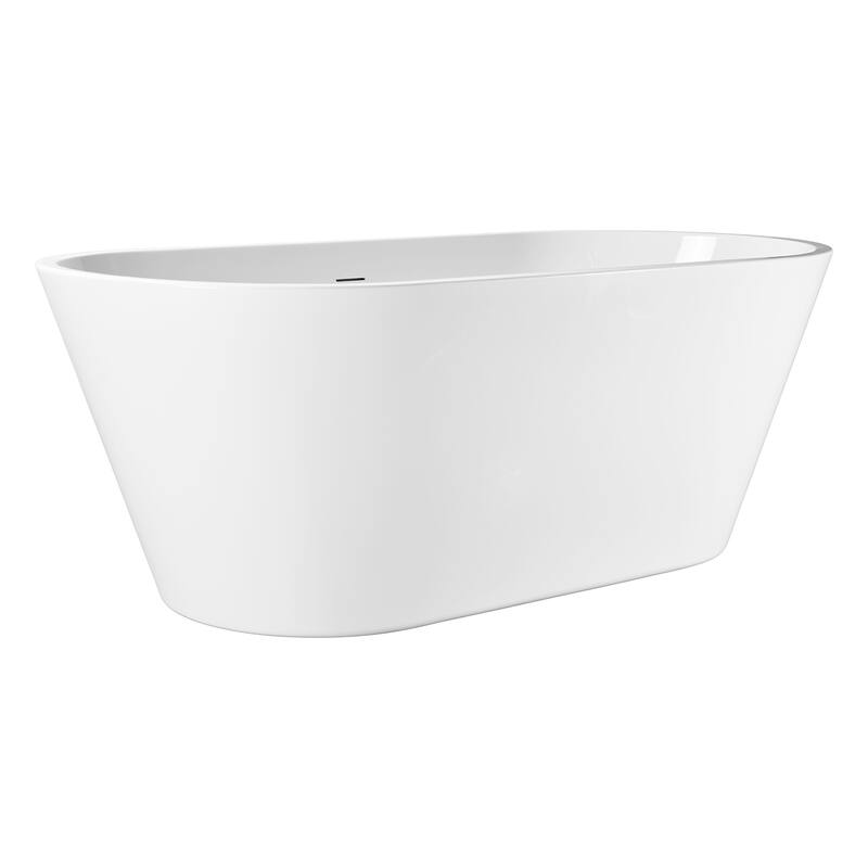 Modern White Acrylic Freestanding Soaking Bathtub with Pop-up Drain and Overflow