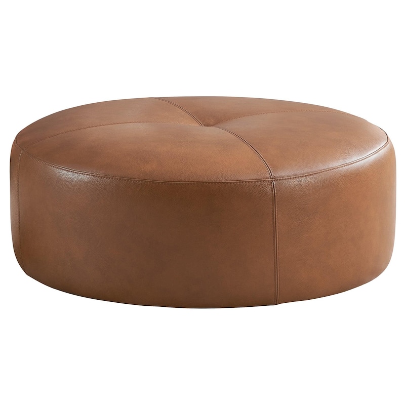 GDFStudio - Rochelin Modern 36" Genuine Leather Tufted Cocktail Ottoman