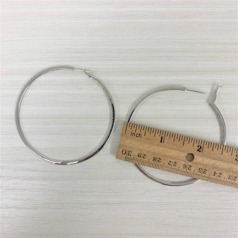 Joelle Collection Inside Out Diamond Round Hoop Earrings 2.5" Inches 14K Gold 3/4ct TDW