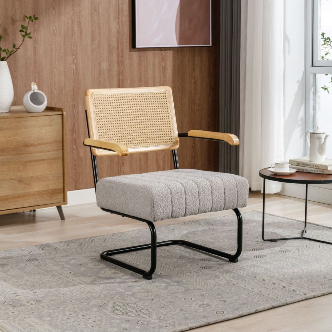 Modern Industrial Slant Armchair with Metal Frame for Living Room