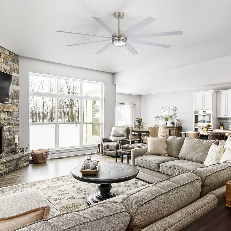 72/52-inch Reversible 8/5-Blade Dimmable LED Ceiling fan with Light and Remote