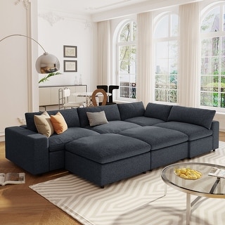 Elegant 6-Seater Accent Sofa/Upholstered Sectional Sofa Set - Bed Bath ...