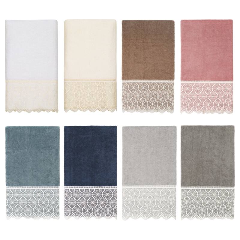 Authentic Hotel and Spa 100% Turkish Cotton Arian Cream Lace Embellished Bath Towel