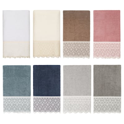 Authentic Hotel and Spa 100% Turkish Cotton Arian Cream Lace Embellished Bath Towel