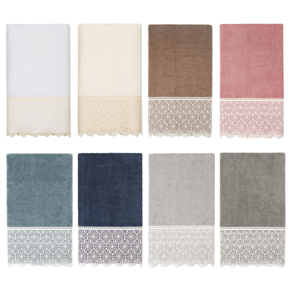Authentic Hotel and Spa 100% Turkish Cotton Arian Cream Lace Embellished Bath Towel