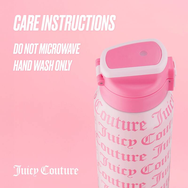 Juicy Couture Glam Getaway Hydration Stainless Steel Tumbler with Flip Top Lid - 32oz